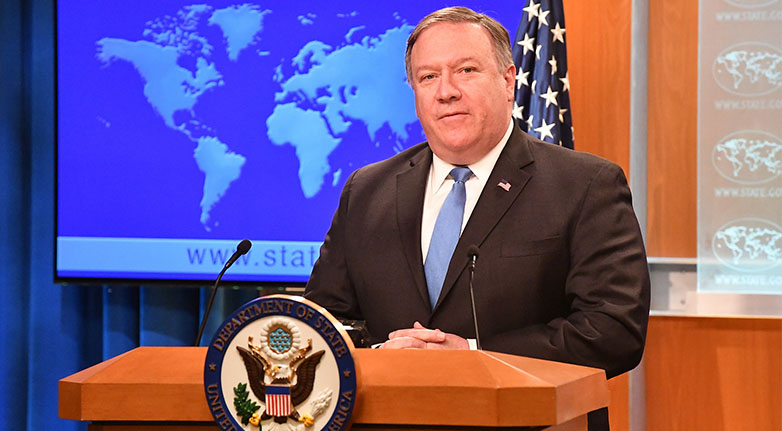 ཨ་རིའི་ཕྱི་སྲིད་དྲུང་ཆེ་མར་ཁི-པིམ(Mike Pompeo)། པར། བརྒྱུད་ལམ།