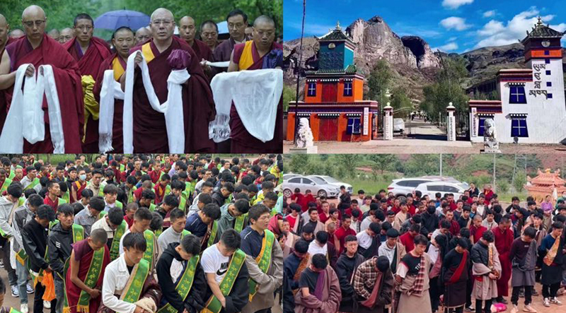མགོ་ལོག་རྭ་རྒྱ་དུ་ཡོད་པའི་གངས་ལྗོངས་ཤེས་རིག་ནོར་བུའི་སློབ་གླིང་དང་རྭ་རྒྱ་འཇིགས་མེད་རྒྱལ་མཚན་ལགས། སློབ་མ་རྣམས། 